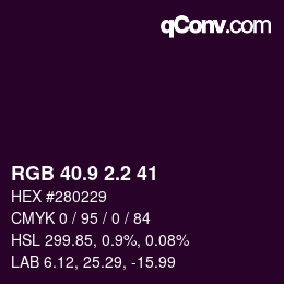 Color code: RGB 40.9 2.2 41 | qconv.com