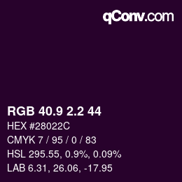 カラーコード: RGB 40.9 2.2 44 | qconv.com