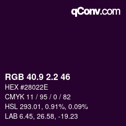 Color code: RGB 40.9 2.2 46 | qconv.com