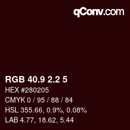 Color code: RGB 40.9 2.2 5 | qconv.com