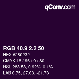 カラーコード: RGB 40.9 2.2 50 | qconv.com