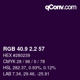 カラーコード: RGB 40.9 2.2 57 | qconv.com
