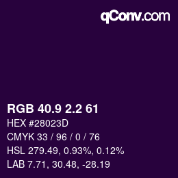 Color code: RGB 40.9 2.2 61 | qconv.com