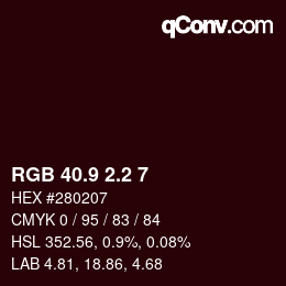 カラーコード: RGB 40.9 2.2 7 | qconv.com
