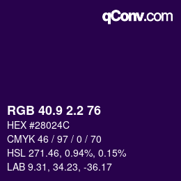 カラーコード: RGB 40.9 2.2 76 | qconv.com
