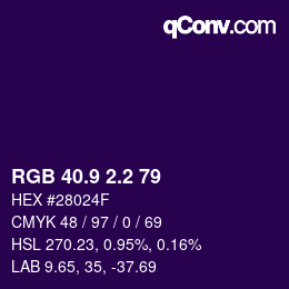 カラーコード: RGB 40.9 2.2 79 | qconv.com