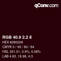 Código de color: RGB 40.9 2.2 8 | qconv.com