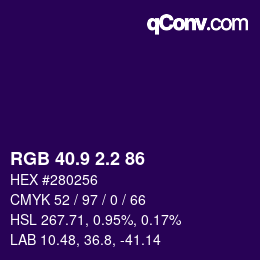 カラーコード: RGB 40.9 2.2 86 | qconv.com