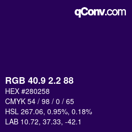 カラーコード: RGB 40.9 2.2 88 | qconv.com