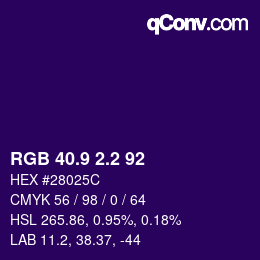 カラーコード: RGB 40.9 2.2 92 | qconv.com