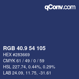 カラーコード: RGB 40.9 54 105 | qconv.com