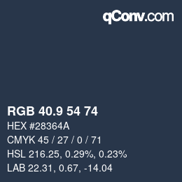 Color code: RGB 40.9 54 74 | qconv.com