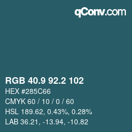 Color code: RGB 40.9 92.2 102 | qconv.com