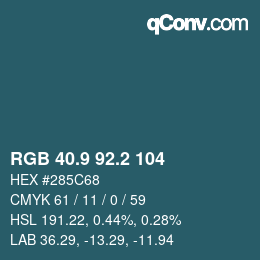 Color code: RGB 40.9 92.2 104 | qconv.com