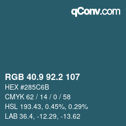 Color code: RGB 40.9 92.2 107 | qconv.com