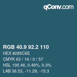 カラーコード: RGB 40.9 92.2 110 | qconv.com