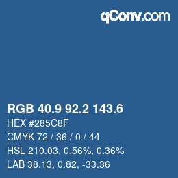 カラーコード: RGB 40.9 92.2 143.6 | qconv.com