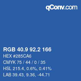 カラーコード: RGB 40.9 92.2 166 | qconv.com