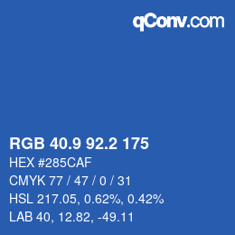 カラーコード: RGB 40.9 92.2 175 | qconv.com