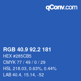 カラーコード: RGB 40.9 92.2 181 | qconv.com