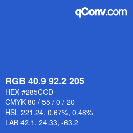 カラーコード: RGB 40.9 92.2 205 | qconv.com