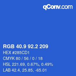 カラーコード: RGB 40.9 92.2 209 | qconv.com