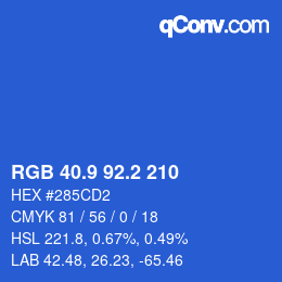 カラーコード: RGB 40.9 92.2 210 | qconv.com
