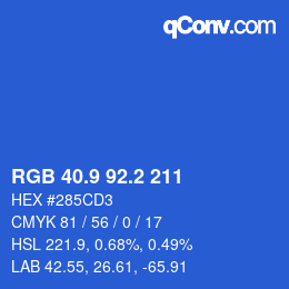 カラーコード: RGB 40.9 92.2 211 | qconv.com