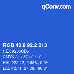 カラーコード: RGB 40.9 92.2 213 | qconv.com