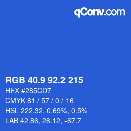 カラーコード: RGB 40.9 92.2 215 | qconv.com