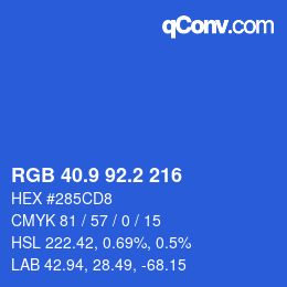 カラーコード: RGB 40.9 92.2 216 | qconv.com