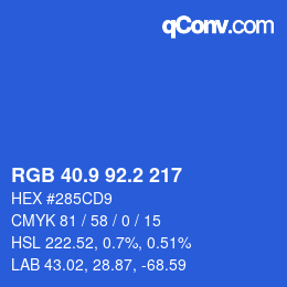 カラーコード: RGB 40.9 92.2 217 | qconv.com