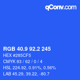 カラーコード: RGB 40.9 92.2 245 | qconv.com