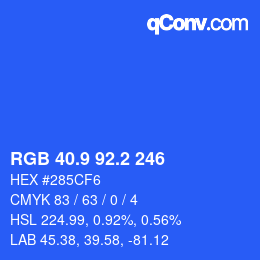 カラーコード: RGB 40.9 92.2 246 | qconv.com