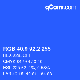 カラーコード: RGB 40.9 92.2 255 | qconv.com