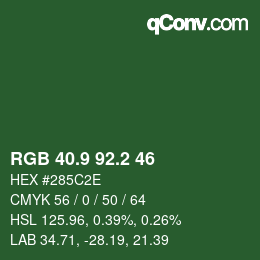 カラーコード: RGB 40.9 92.2 46 | qconv.com