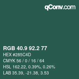カラーコード: RGB 40.9 92.2 77 | qconv.com