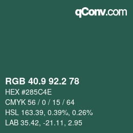 カラーコード: RGB 40.9 92.2 78 | qconv.com