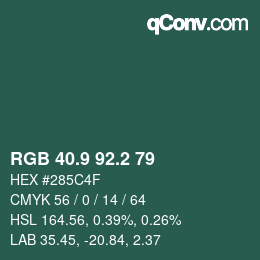 Color code: RGB 40.9 92.2 79 | qconv.com