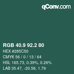 Color code: RGB 40.9 92.2 80 | qconv.com