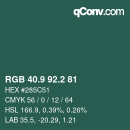 カラーコード: RGB 40.9 92.2 81 | qconv.com