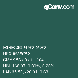 Color code: RGB 40.9 92.2 82 | qconv.com