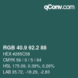 Color code: RGB 40.9 92.2 88 | qconv.com