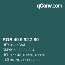 Color code: RGB 40.9 92.2 90 | qconv.com