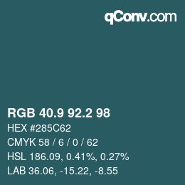 Color code: RGB 40.9 92.2 98 | qconv.com