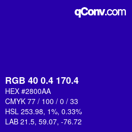 カラーコード: RGB 40 0.4 170.4 | qconv.com