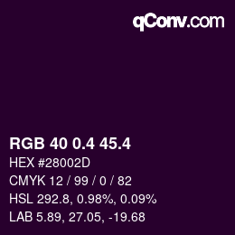 カラーコード: RGB 40 0.4 45.4 | qconv.com