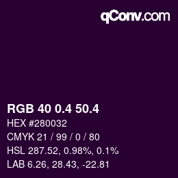 カラーコード: RGB 40 0.4 50.4 | qconv.com