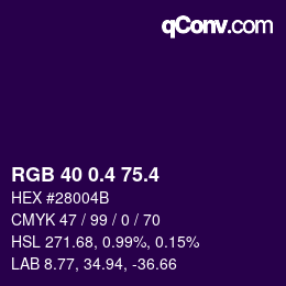 カラーコード: RGB 40 0.4 75.4 | qconv.com