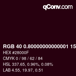 カラーコード: RGB 40 0.80000000000001 15.4 | qconv.com